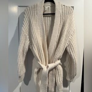 H&M Cream Knit Belted Cardigan